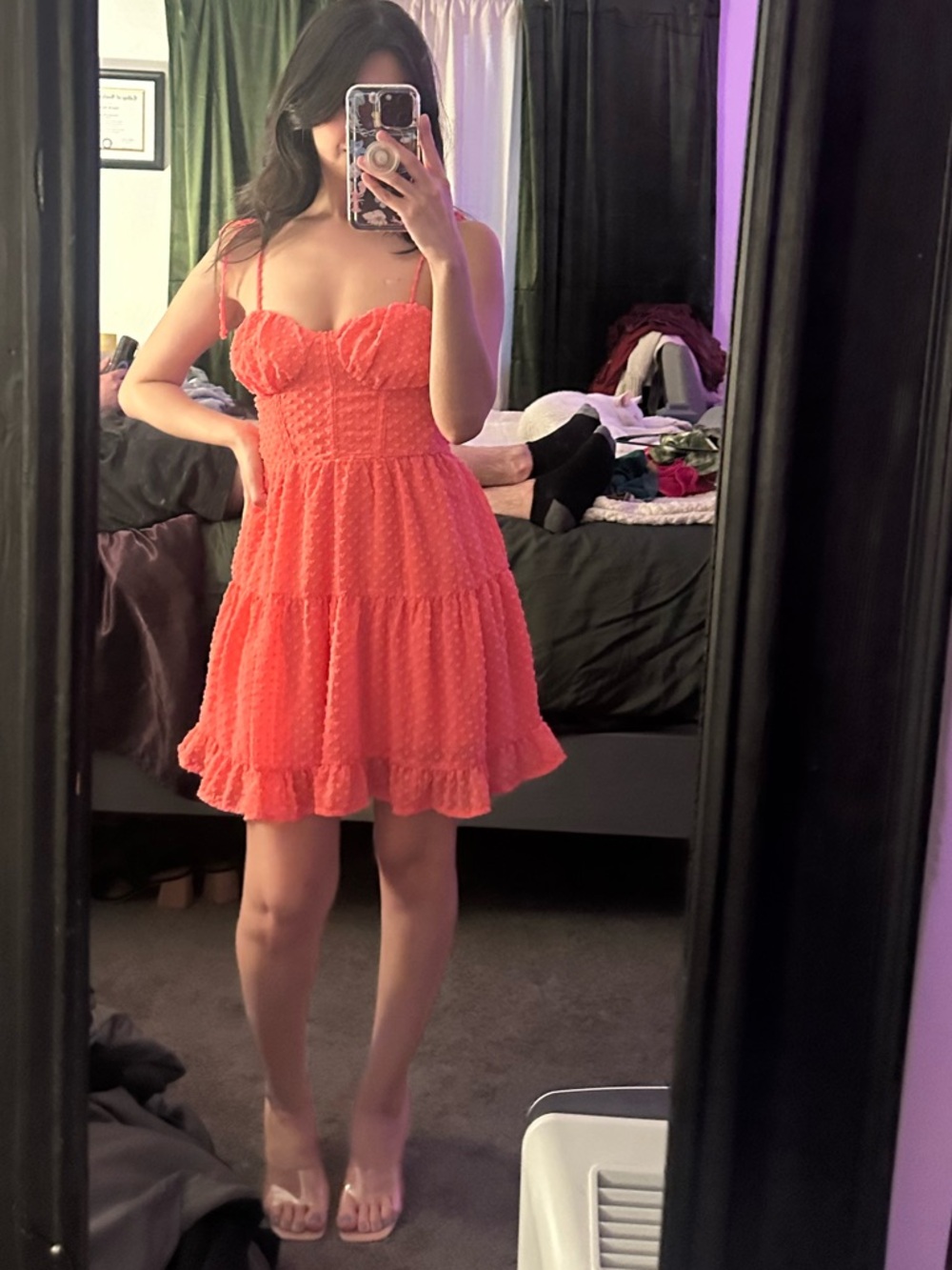 Wild Fable Coral Ruffled Sundress in XS